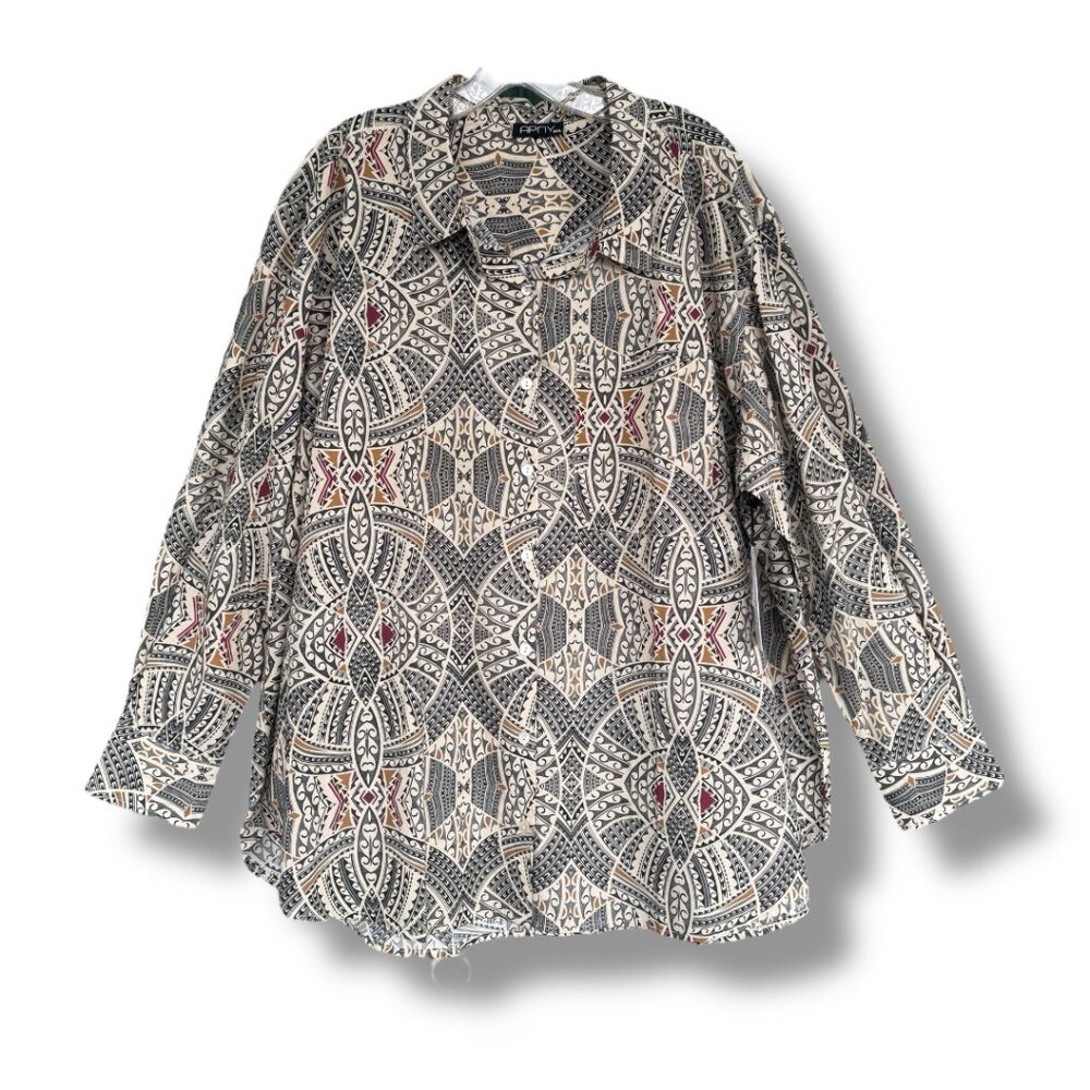 APNY Cotton Print Blouse Shirt NWT